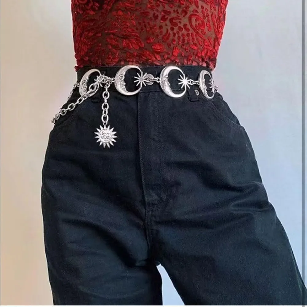 Moon Silver Metal Belt